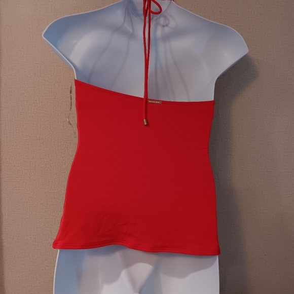 Michael Kors Top Cruise Collection Gold Hardware Metal Neck Piece Red - Picture 3 of 4